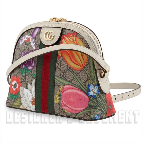 GUCCI Ophidia GG Marmont logo Supreme Flora white leather crossbody Shoulder Bag - Picture 5 of 15
